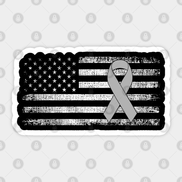 Brain Aneurysm Cancer Awareness Classic American Flag Sticker by Gendon Design